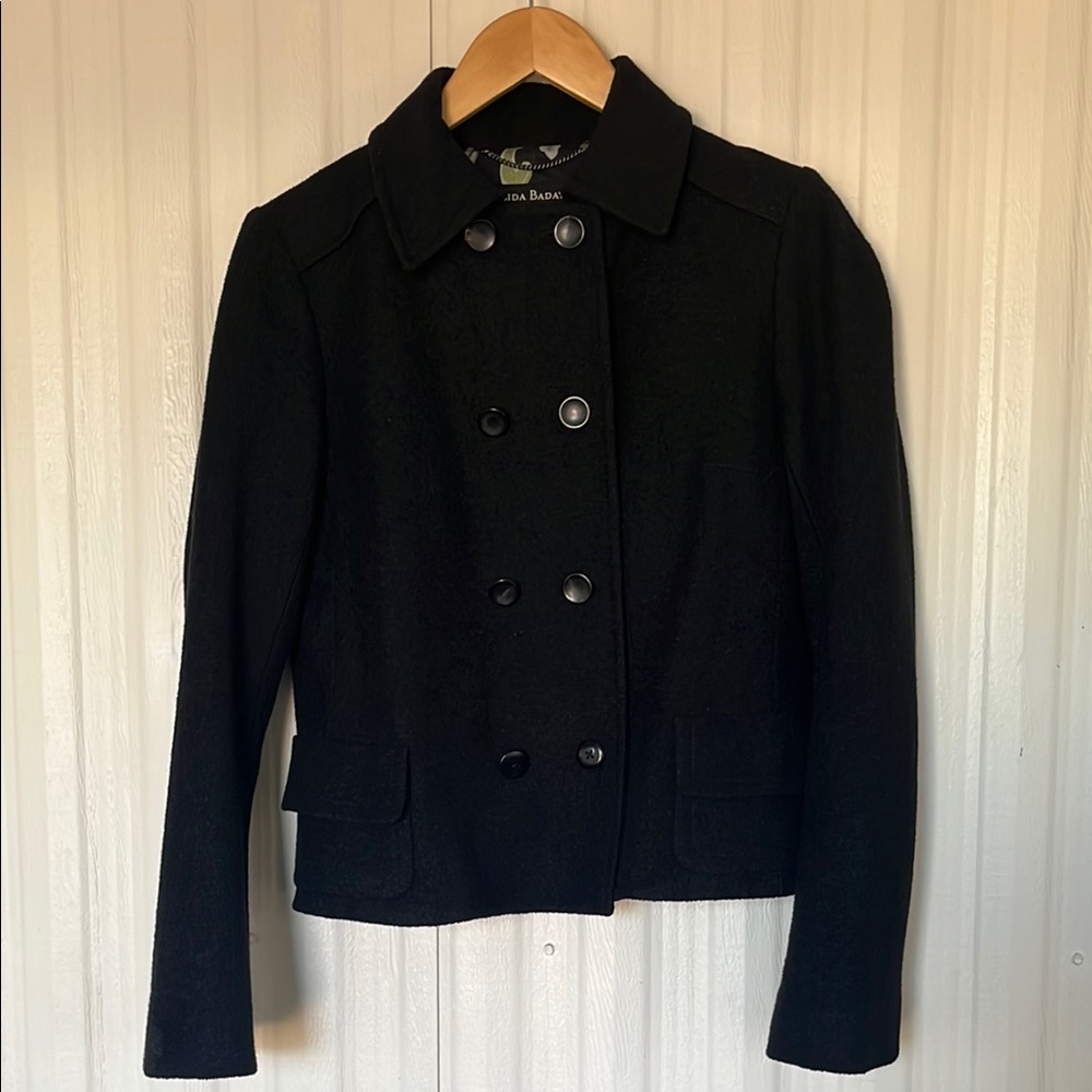 LIDA BADAY Vintage Black Double-Breasted Wool Jacket Womens 10
